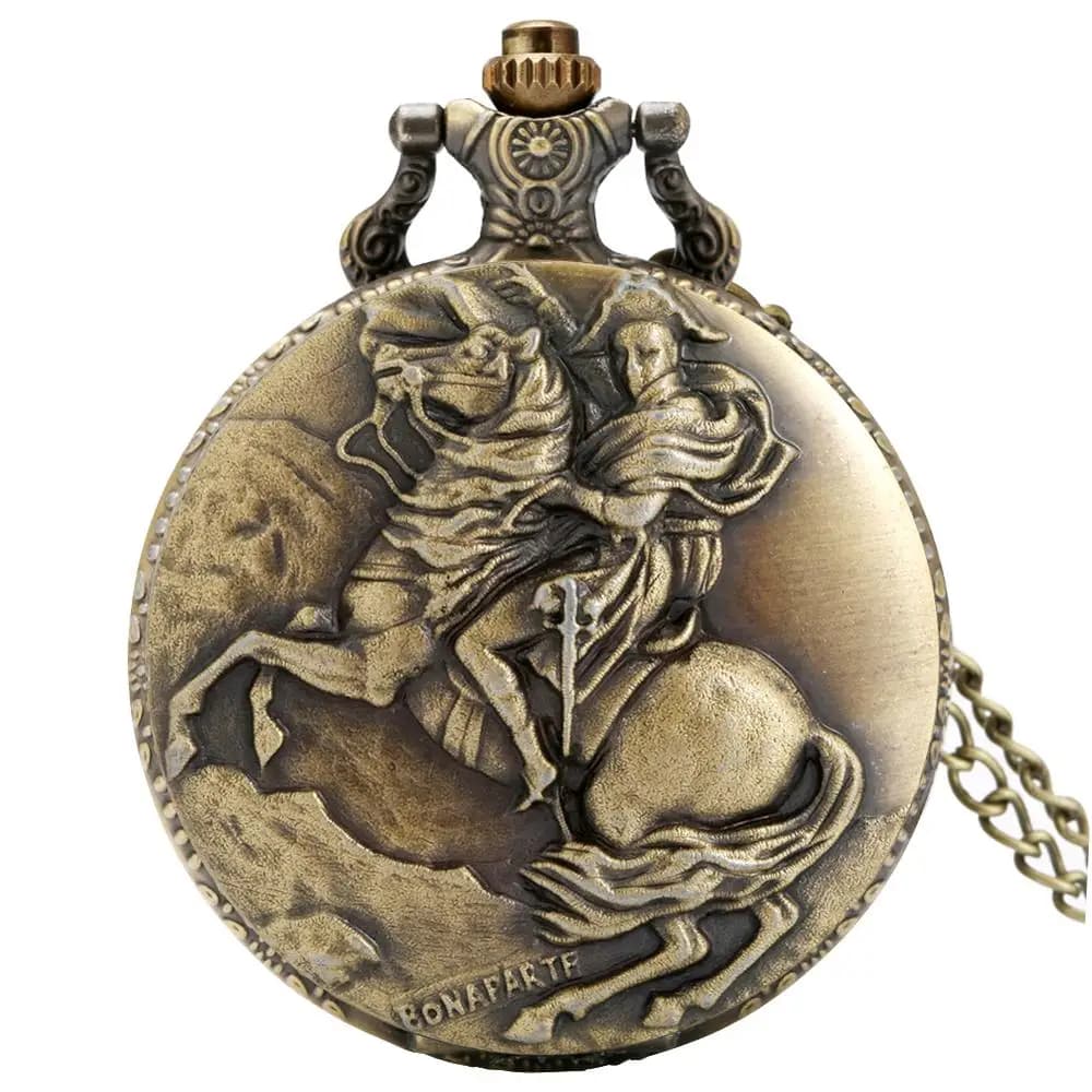 Bronze Napoléon Bonaparte cheval chevalier conception Antique Quartz montre de poche Vintage héros c