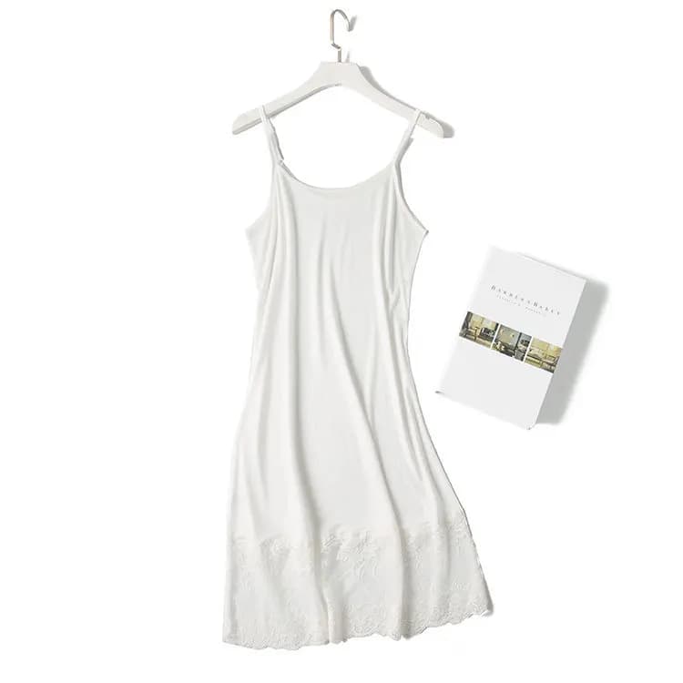 Robe salopette en soie tricotée, sous-jupe en dentelle, chemise de nuit, nouvelle mode pour femmes,