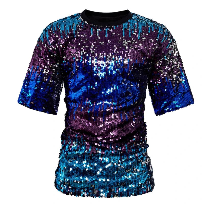T-shirts à sequins colorés à manches courtes pour hommes, collection 2026, parfaits pour les soirées