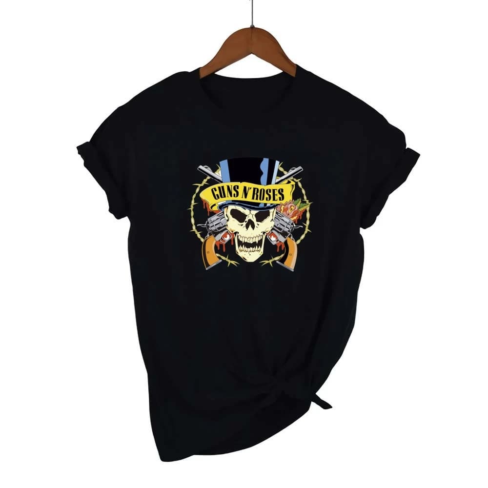 T-shirt de groupe de rock GUNS and Roses pour femmes, t-shirt streetwear imprimé, mode punk féminine