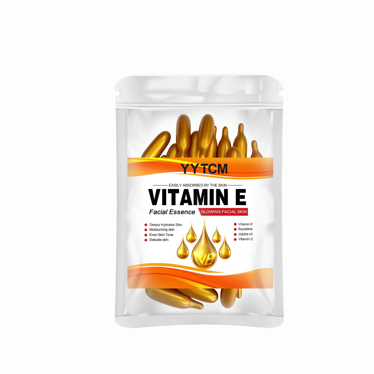 Essence en capsules hydratante en profondeur à la vitamine E, hydrate et lisse la peau, contient du