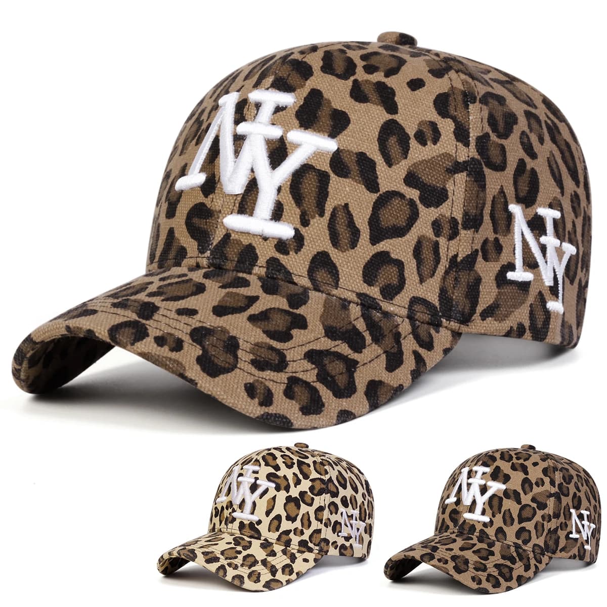 Casquette de Baseball unisexe NY lettre brodée imprimé léopard, chapeaux décontractés réglables pour
