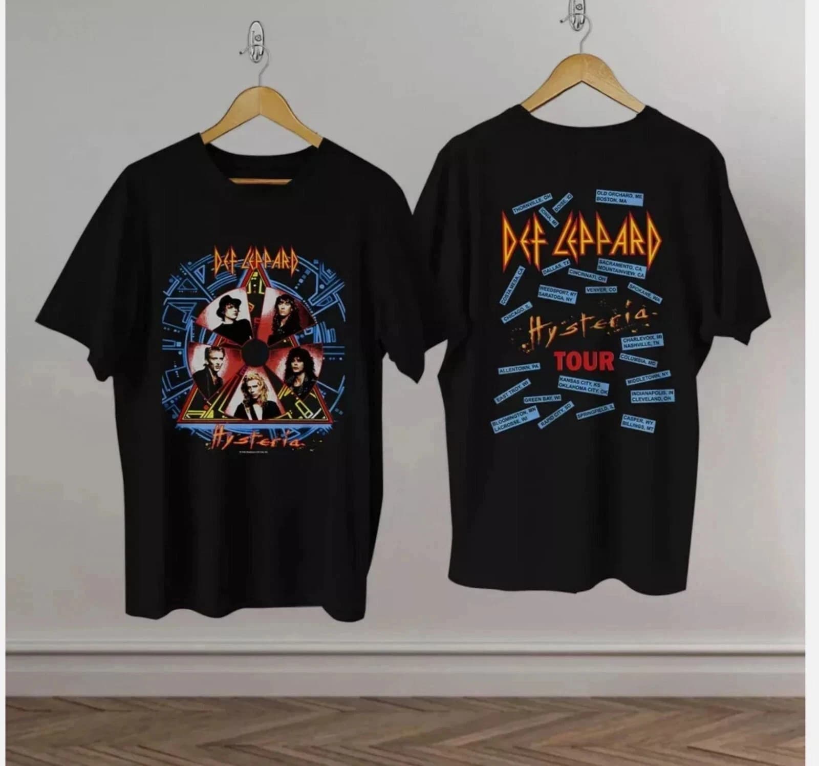 T-shirt rétro de la tournée de concert Def Leppard Hysteria, édition limitée 1988, pour les fans mas