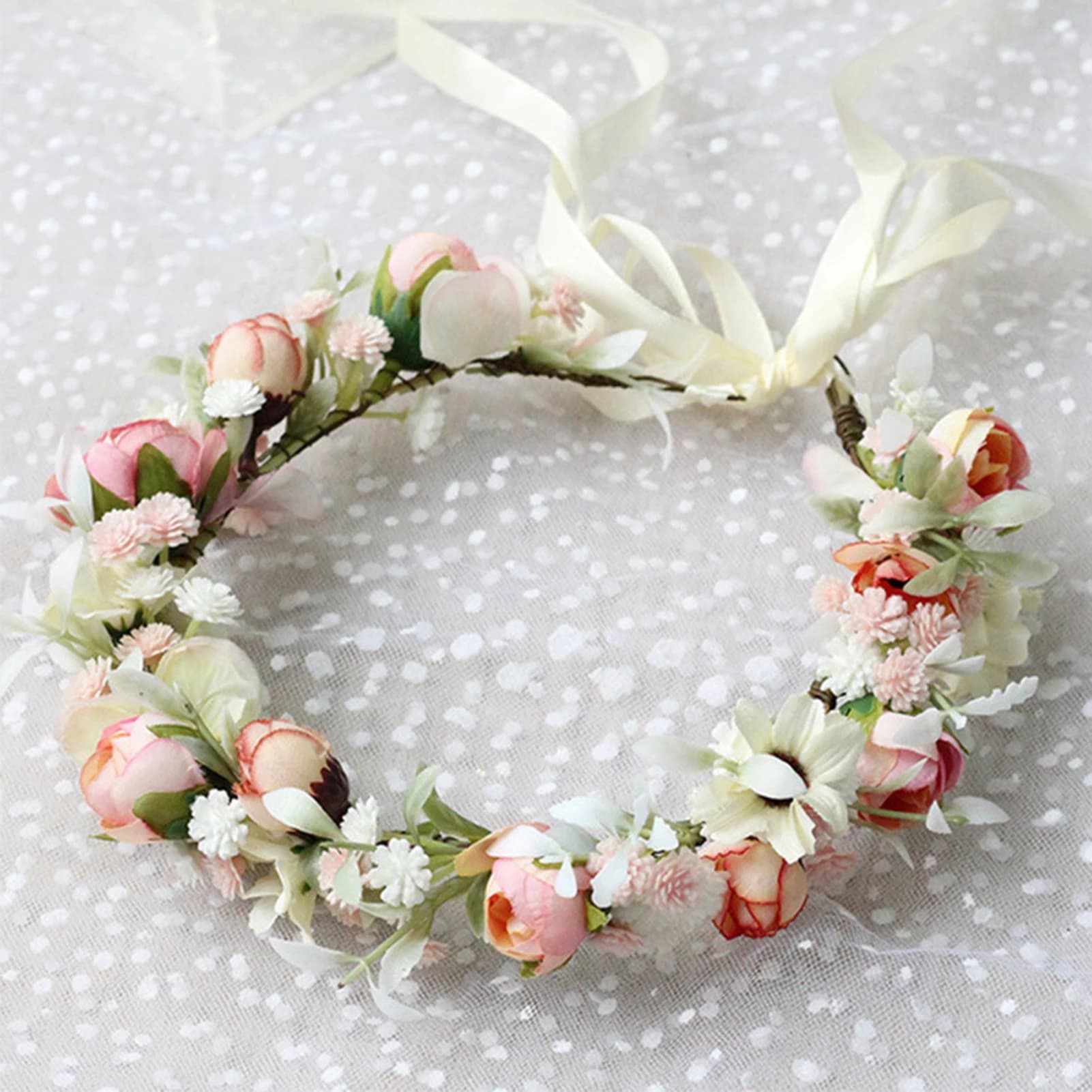 Couronne de fleurs, guirlande, accessoires de cheveux de mariée, diadèmes, coiffe pour femme, style