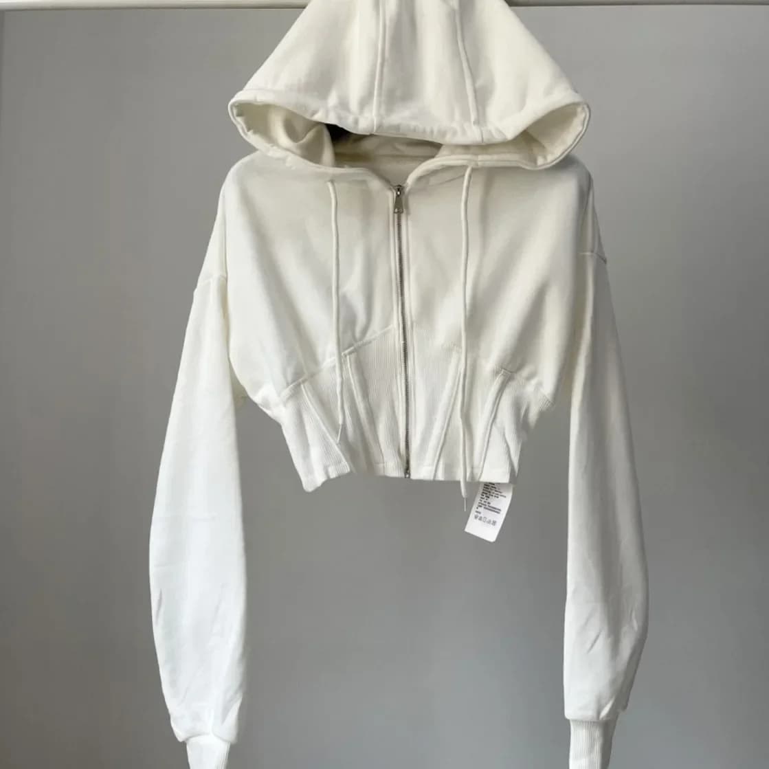Sweats à capuche courts pour femmes, taille mince, plis, fermeture éclair, vestes Y2K, décontracté,