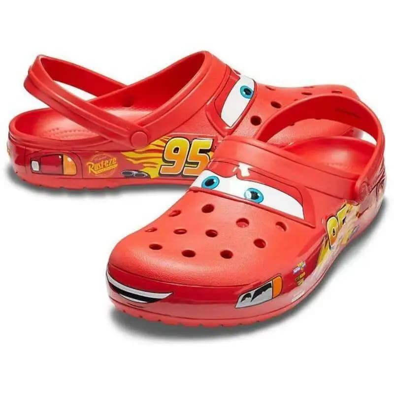 Sandales et pantoufles de plage portables pour l'été, motif dessin animé Kawaii Lightning McQueen, i