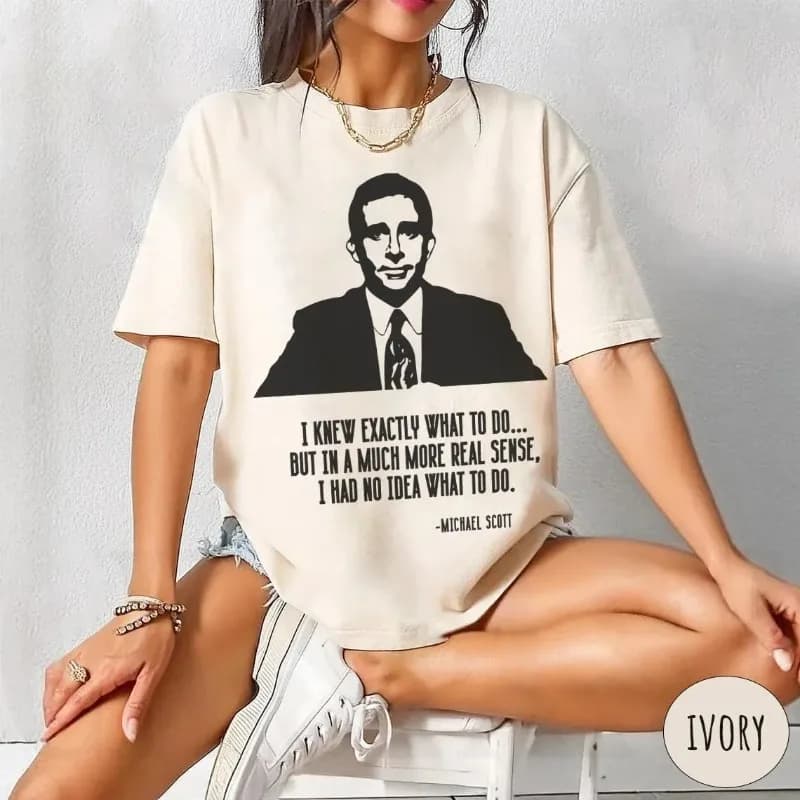 T-shirt avec citation de Michael Scott : The Office TV Show Tee, t-shirt d'été unisexe en coton ampl