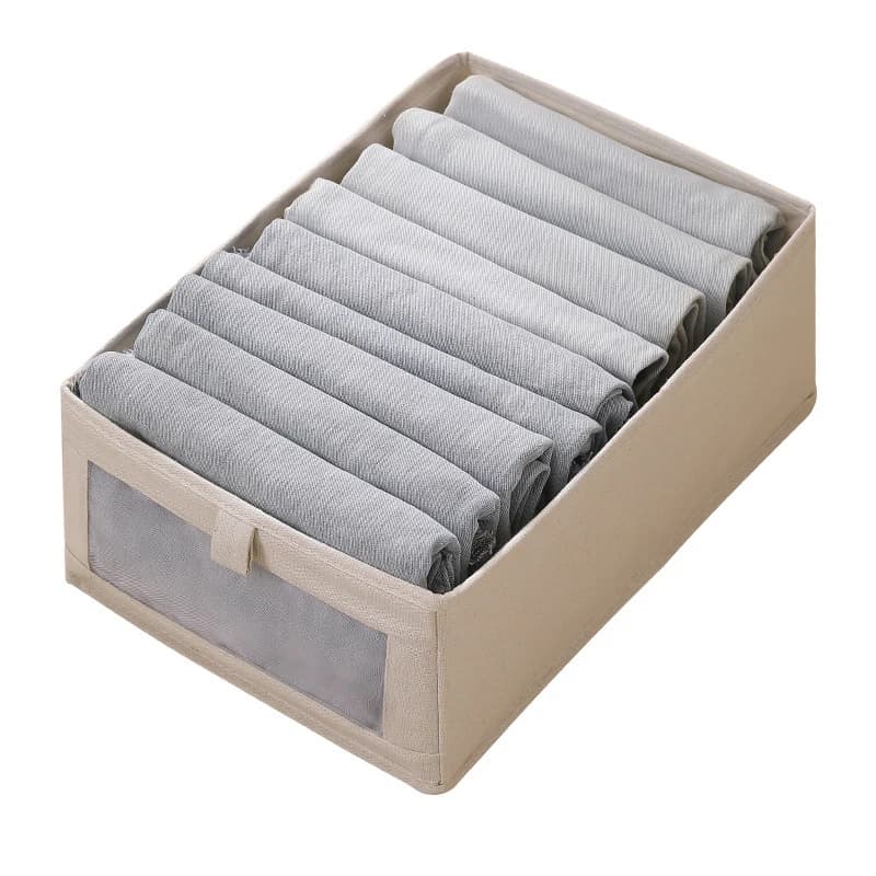 Boîte de rangement en tissu coton et lin pour armoire, grande boîte de rangement pour vêtements et j