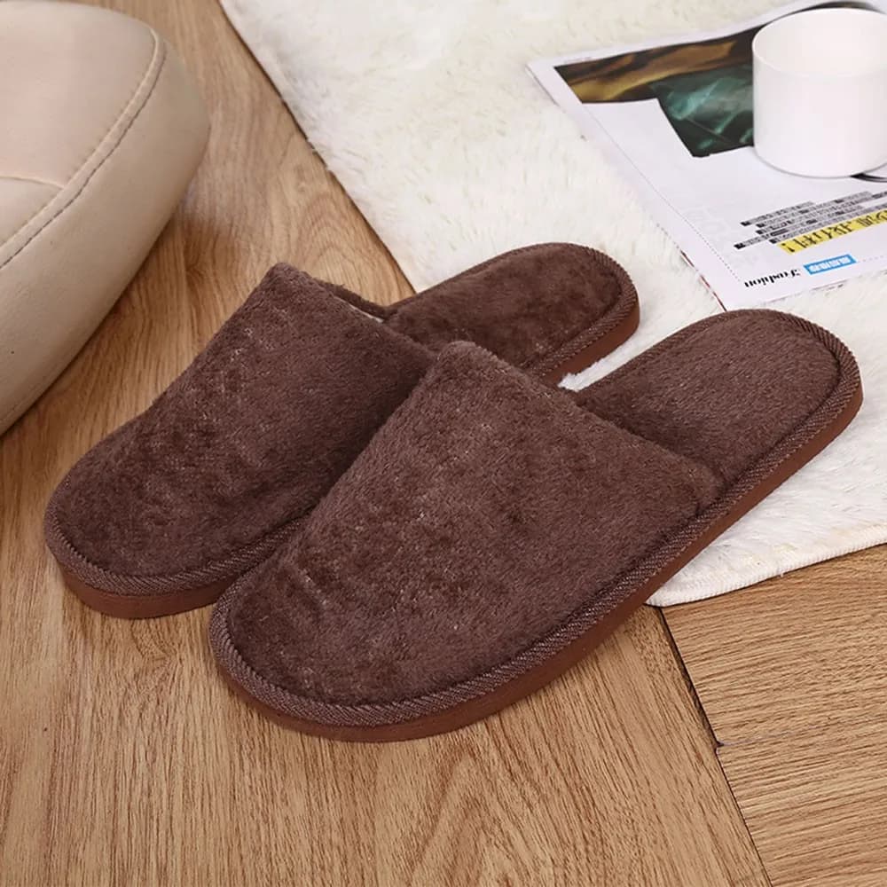Pantoufles d'hiver chaudes en peluche pour hommes, chaussures de chambre à coucher, sol de la maison