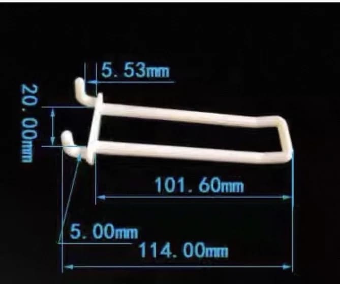 100 crochets de suspension en plastique pour panneaux de présentation Slatwall/Gridwall de 114 mm