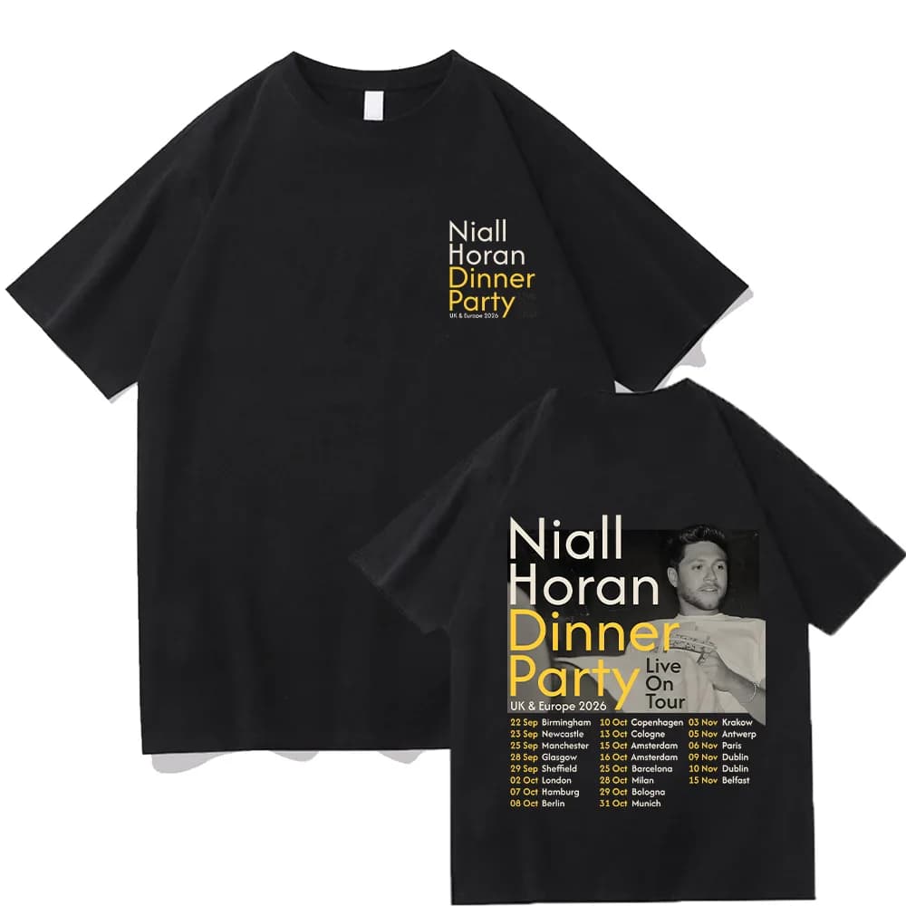T-shirt Niall Horan Dinner Party 2026 Tour pour hommes et femmes, en coton, décontracté, à manches c