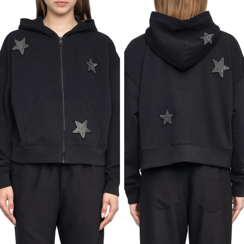 Strass strass étoile sweat à capuche manches longues poche automne hiver sweat femmes automne hiver