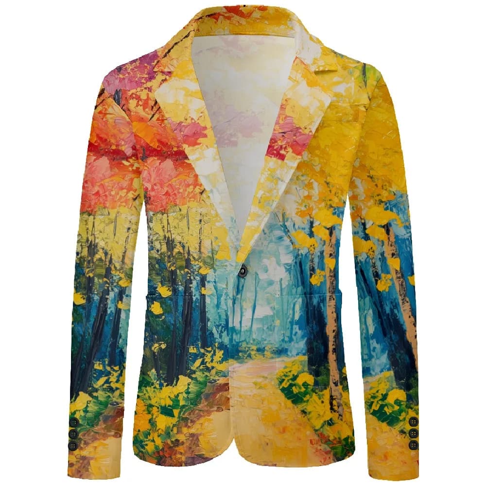 Blazer de vacances en forêt d'automne avec palmier Tropical, costume de fête sur la plage pour homme
