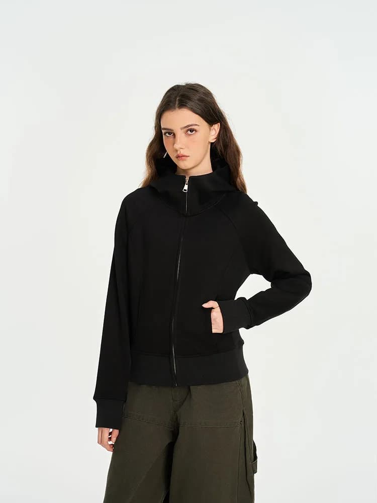 Cardigan à capuche américain épais pour femmes, sweat-shirt de marque tendance, couleur unie, mantea
