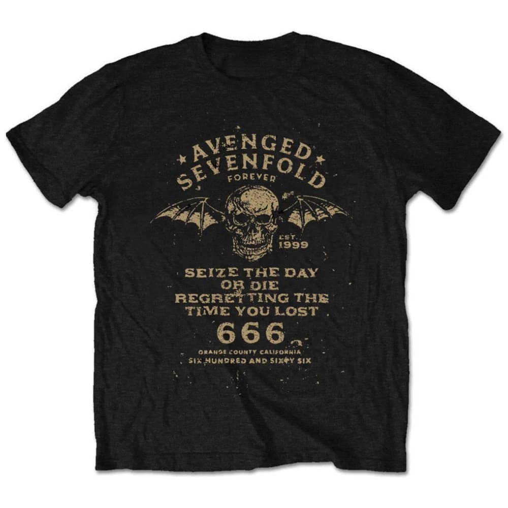 T-Shirt Seize The Day Avenged Sevenfold Band, 100% coton, t-shirt graphique pour hommes et femmes, S
