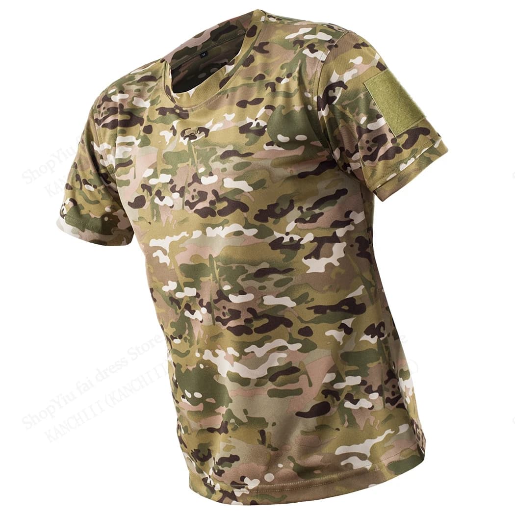 Camo T-shirt Camouflage tactique impression 3d T-shirt hommes mode décontracté col rond manches cour
