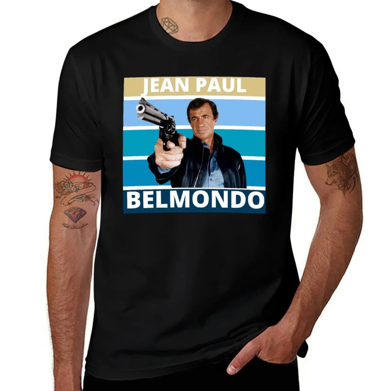 Jean Paul Belmondo- RIP- Jean Paul Belmondo Autographe T-Shirt Work Utility Casual Tee Shirt