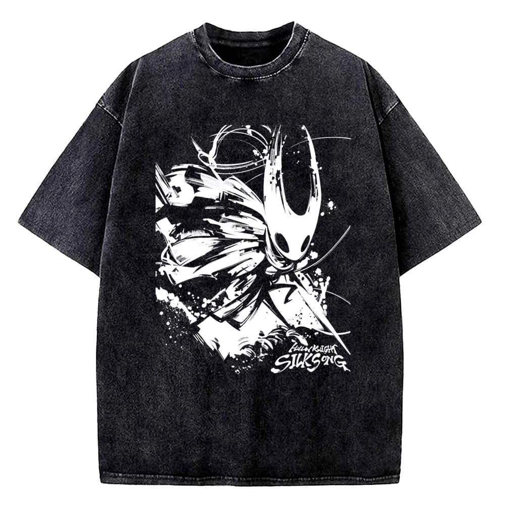 Hollow Knight – t-shirts Vintage lavés pour hommes, vêtements décontractés à manches courtes, t-shir