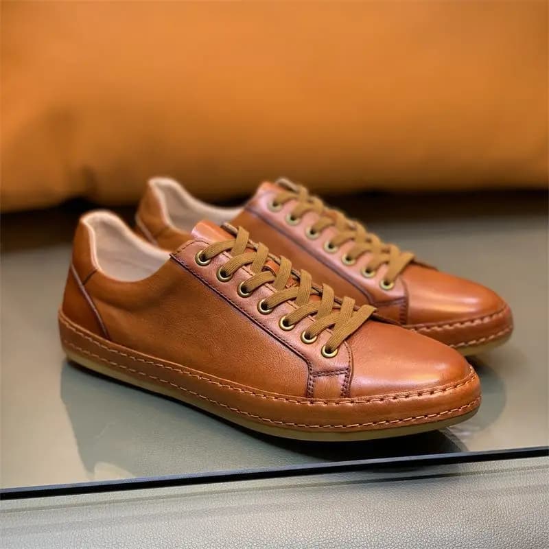 Collection classique européenne 2025 Premium Vintage baskets en cuir véritable chaussures pour homme