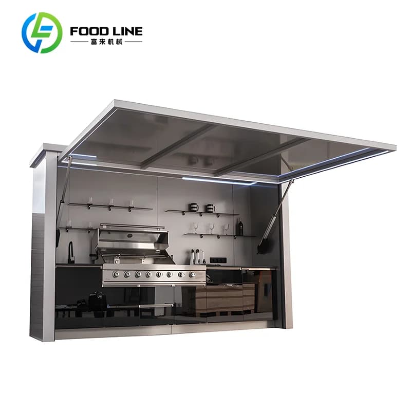 Cuisine d'extérieur portable avec grand espace de rangement, idéale pour le camping et les barbecues
