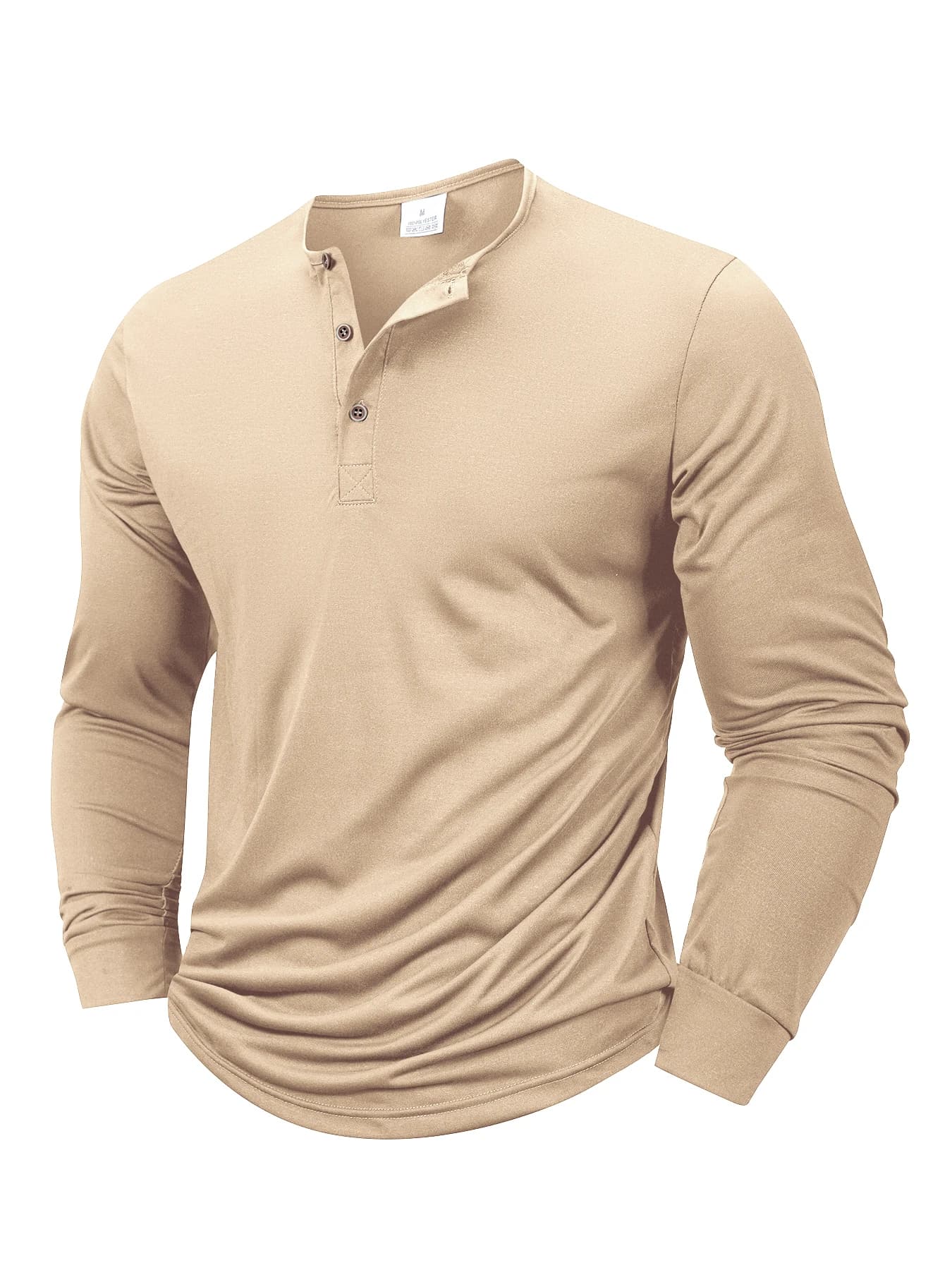 T-Shirt à manches longues et col Henley pour hommes, décontracté, couleur unie, respirant, Slim, hau
