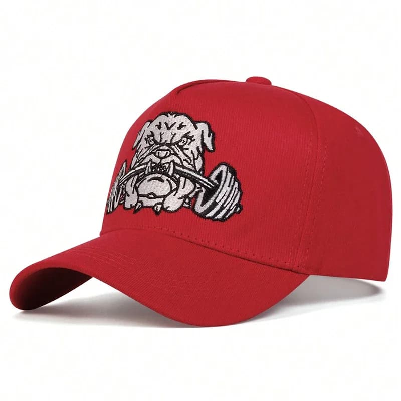 Casquette de Baseball unisexe avec haltères bouledogue brodés, chapeaux décontractés réglables pour
