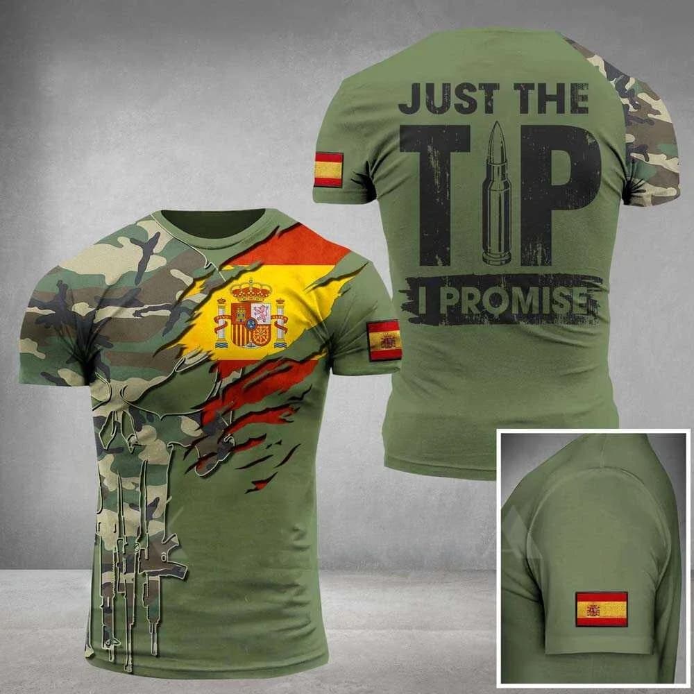 Uniforme militaire drapeau espagnol, Camouflage vétéran 3D Sport, T-shirt respirant à séchage rapide