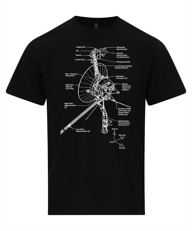 Voyager espace sonde schéma NASA plan T-shirt hommes chemise personnalité Art esthétique décontracté