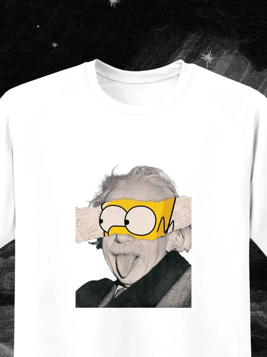 Einstein et Homer T-shirt noir été hommes et femmes hiver surdimensionné ample sweat-shirt décontrac