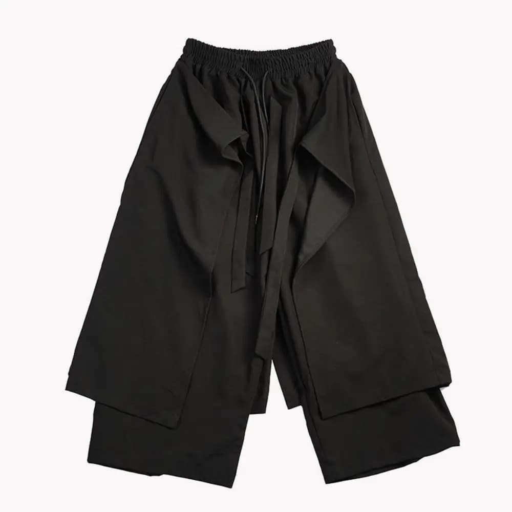 ARENS hommes Pantalon à jambes larges solide Joggers Streetwear taille élastique 2025 jupes irréguli