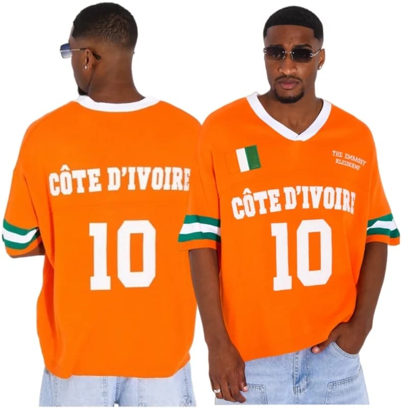 Nouveau maillot 2026 sur le thème de la Côte d'Ivoire avec éléments du drapeau de la Côte d'Ivoire,