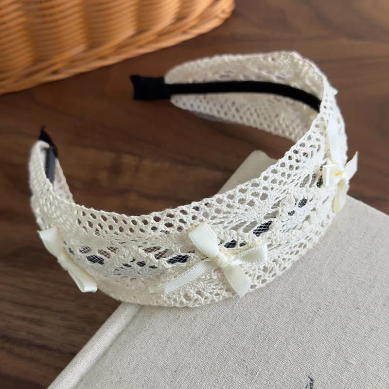 Style bohème bandeaux pour femmes dentelle creuse perle arc cheveux cerceau bandeaux Vintage tissu l