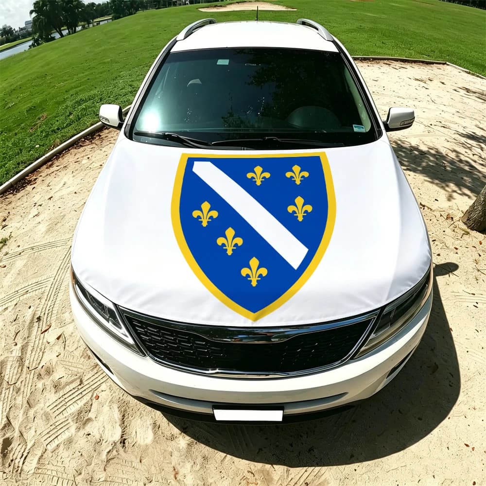 Housse de capot de voiture avec drapeau du Bosnie-Herzégovine, 130x160cm, élastique, coupe-vent, ban