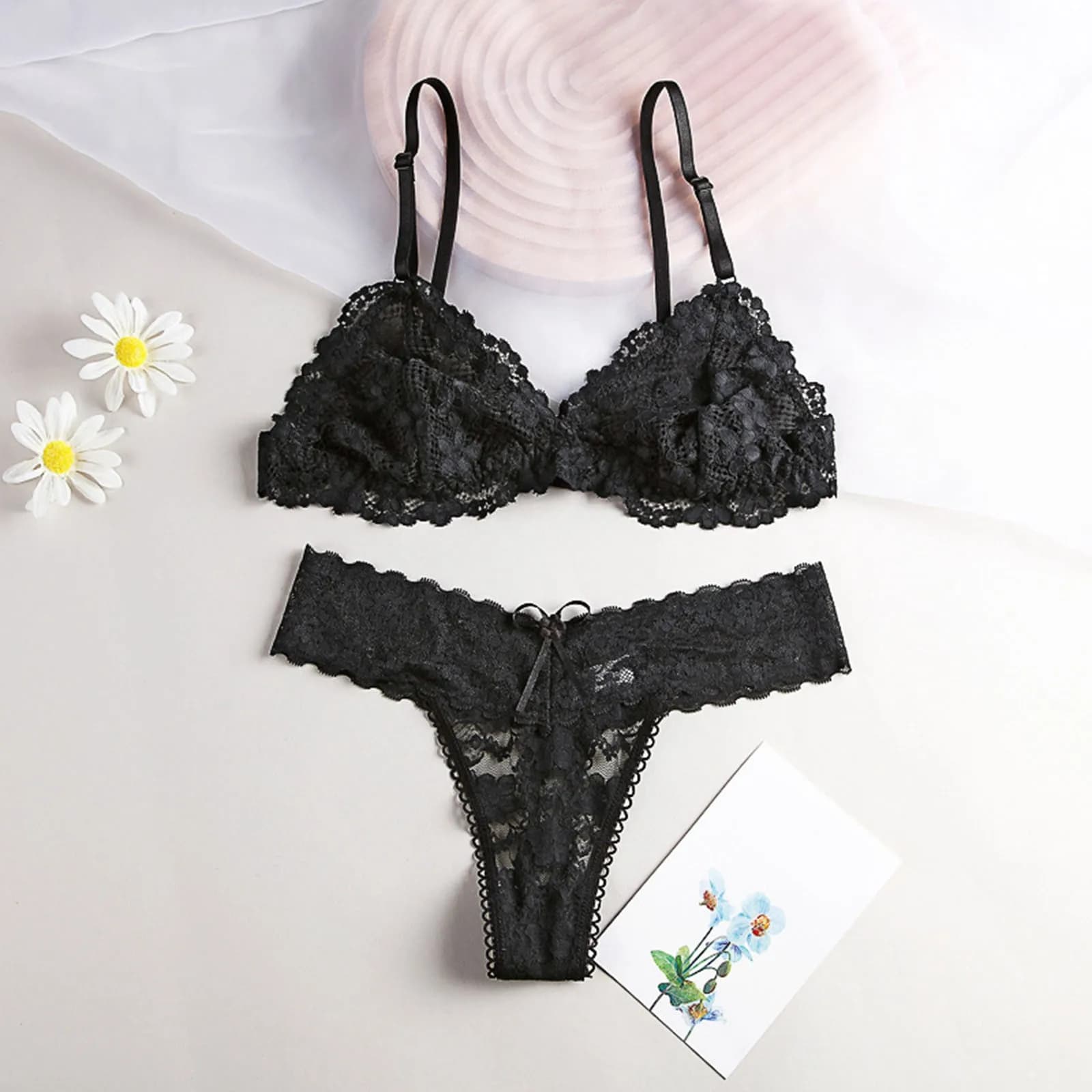 Femmes mode Sexy sous-vêtements en dentelle sans armatures dos nu soutien-gorge taille basse culotte
