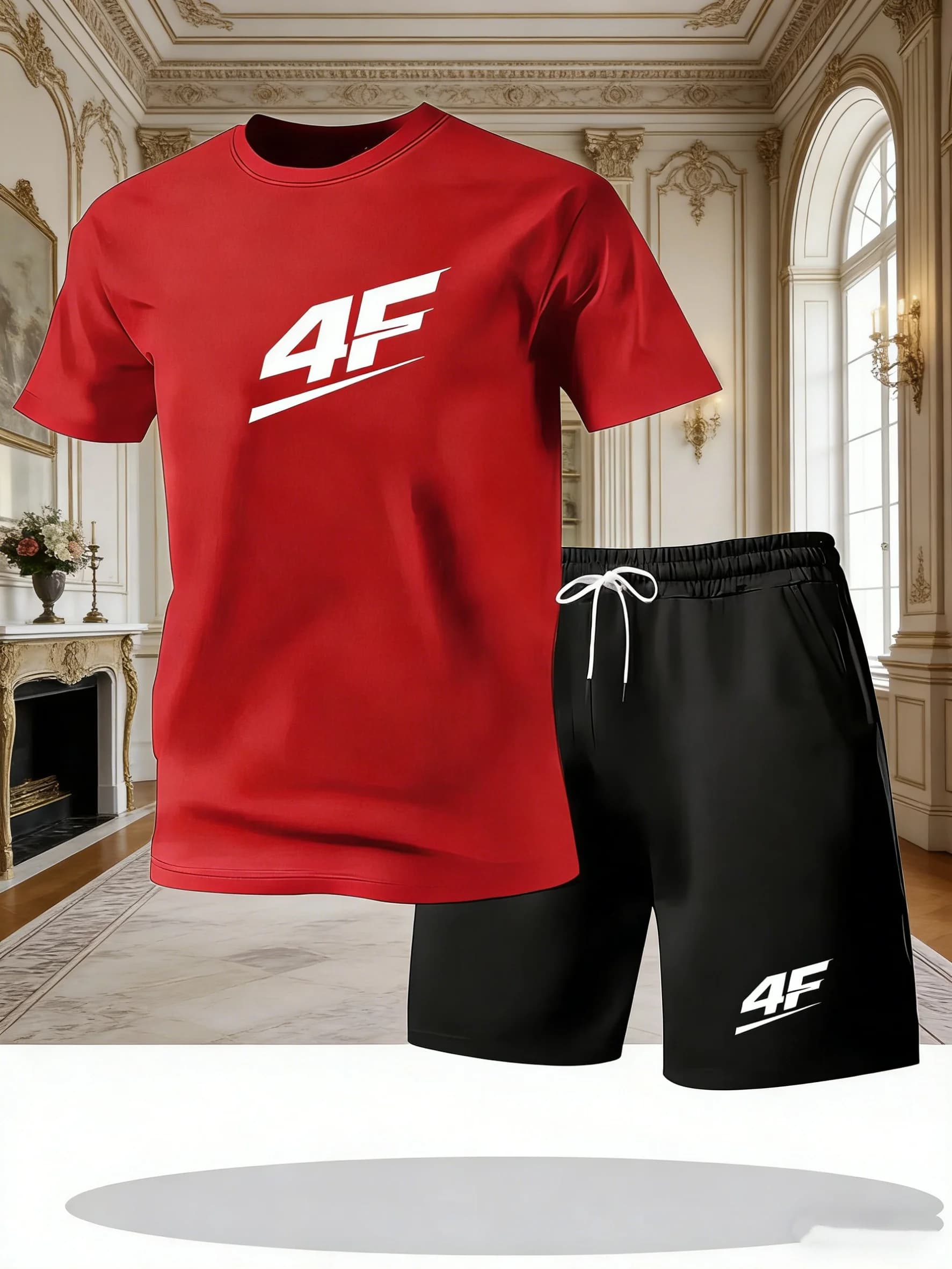 Ensemble deux pièces décontracté pour homme : T-shirt et short respirant à manches courtes, coupe dé