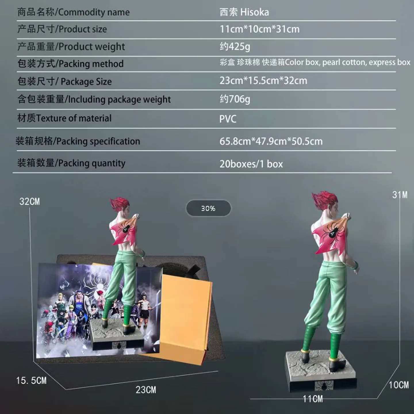 Figurine Hisoka, personnage de dessin animé, modèle de personnage d'anime, ornement de bureau, décor
