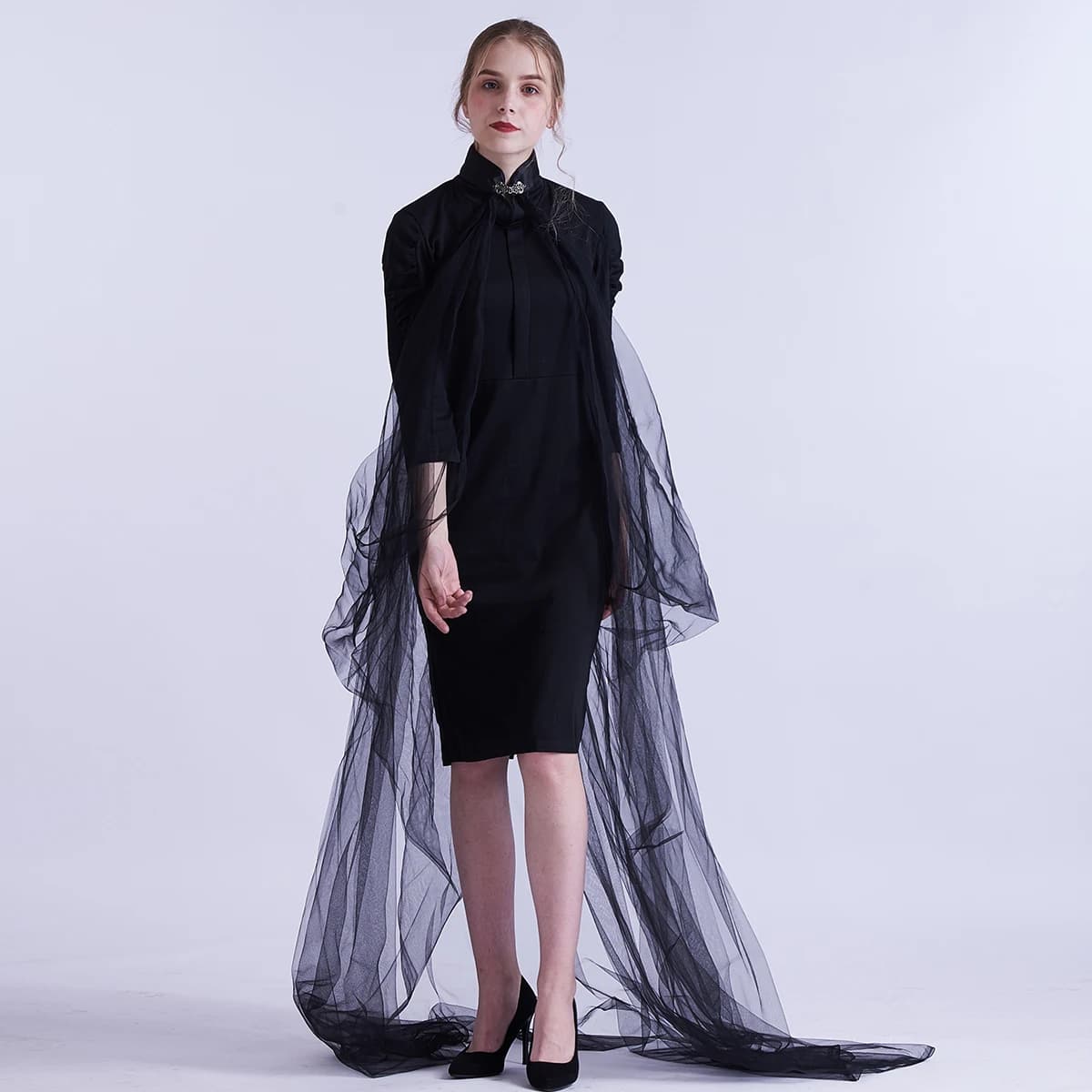 Cape de fille Vintage pour femmes, Cape en maille douce, Cape pleine longueur en Tulle, Cape de mari