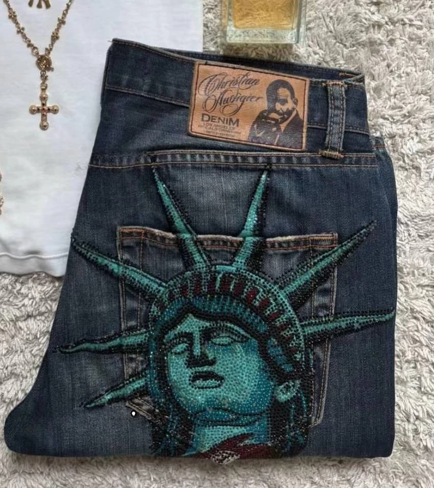 Jean Vintage Y2k années 2000 avec strass brillants, pantalon en Denim décontracté, taille basse, jam