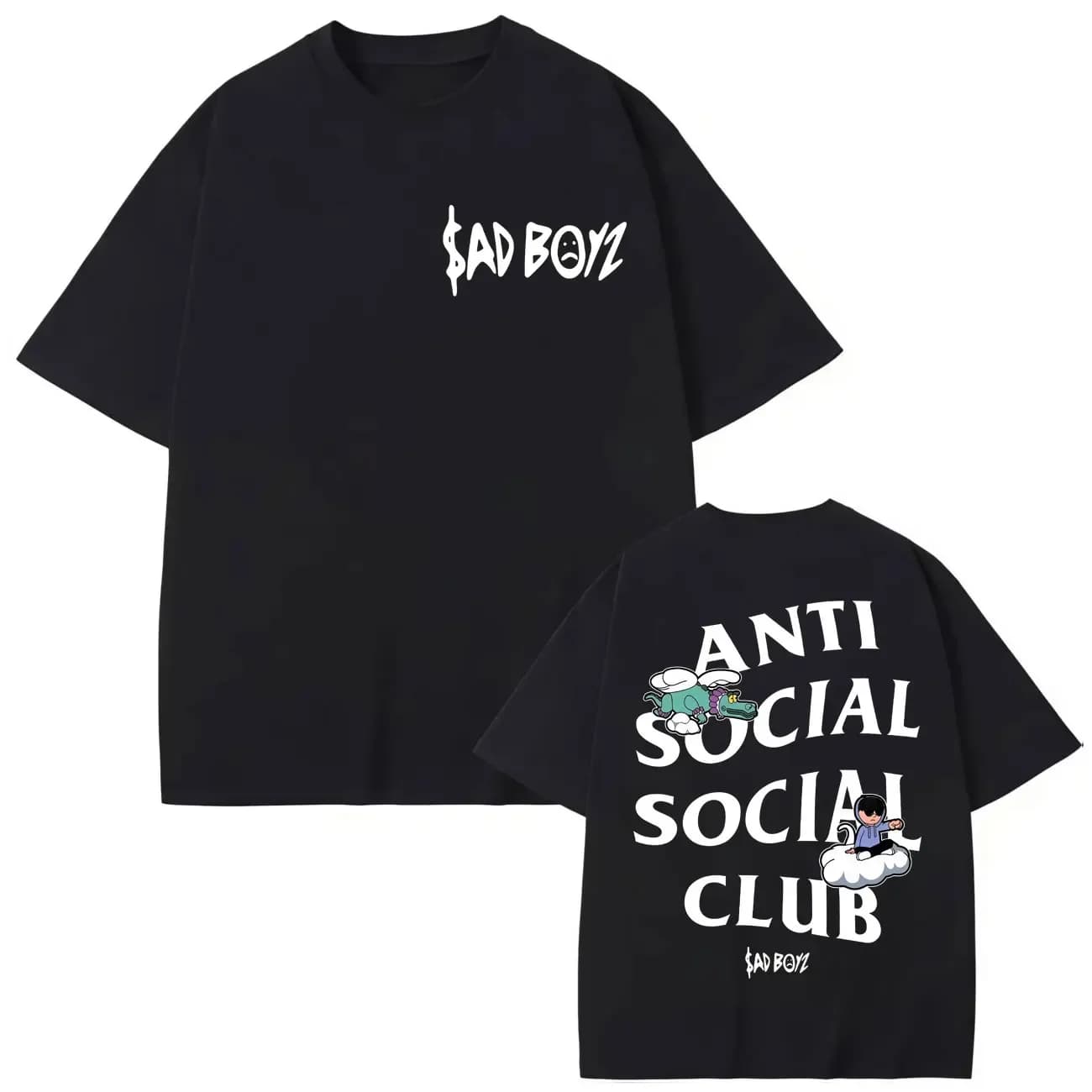 T-shirt imprimé double face Singer Junior H pour hommes et femmes, vêtements de haute qualité, à la