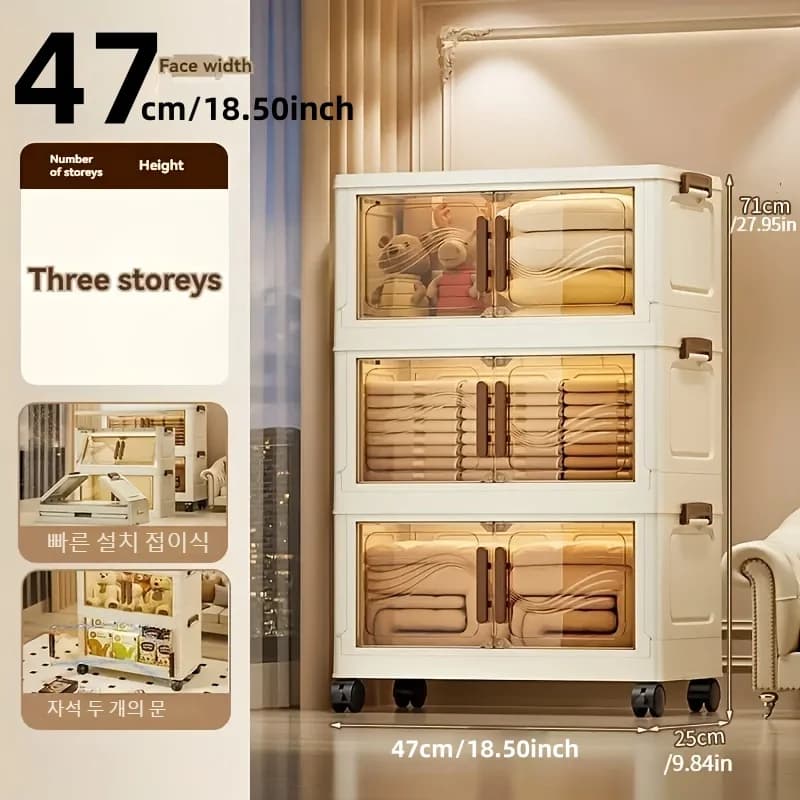 Boîte de rangement pliable avec porte transparente, spacieuse, durable, facile à assembler, idéale p