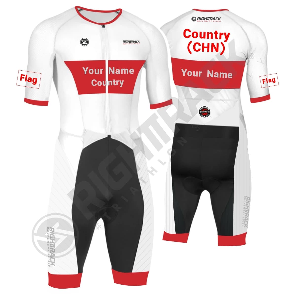Vêtements Trisuit avec drapeau personnalisé pour hommes, combinaison de Triathlon, RIGHTTRACK, natat