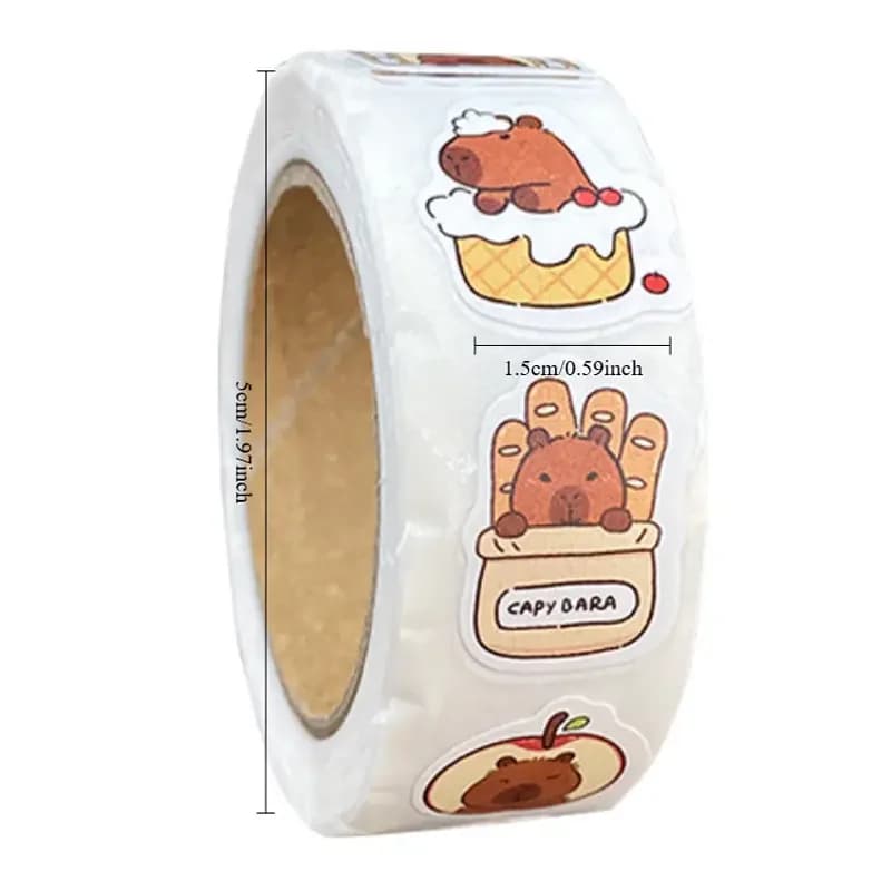 500 autocollants capybara rouleau autocollants haute valeur mignon dessin animé autocollants décorat