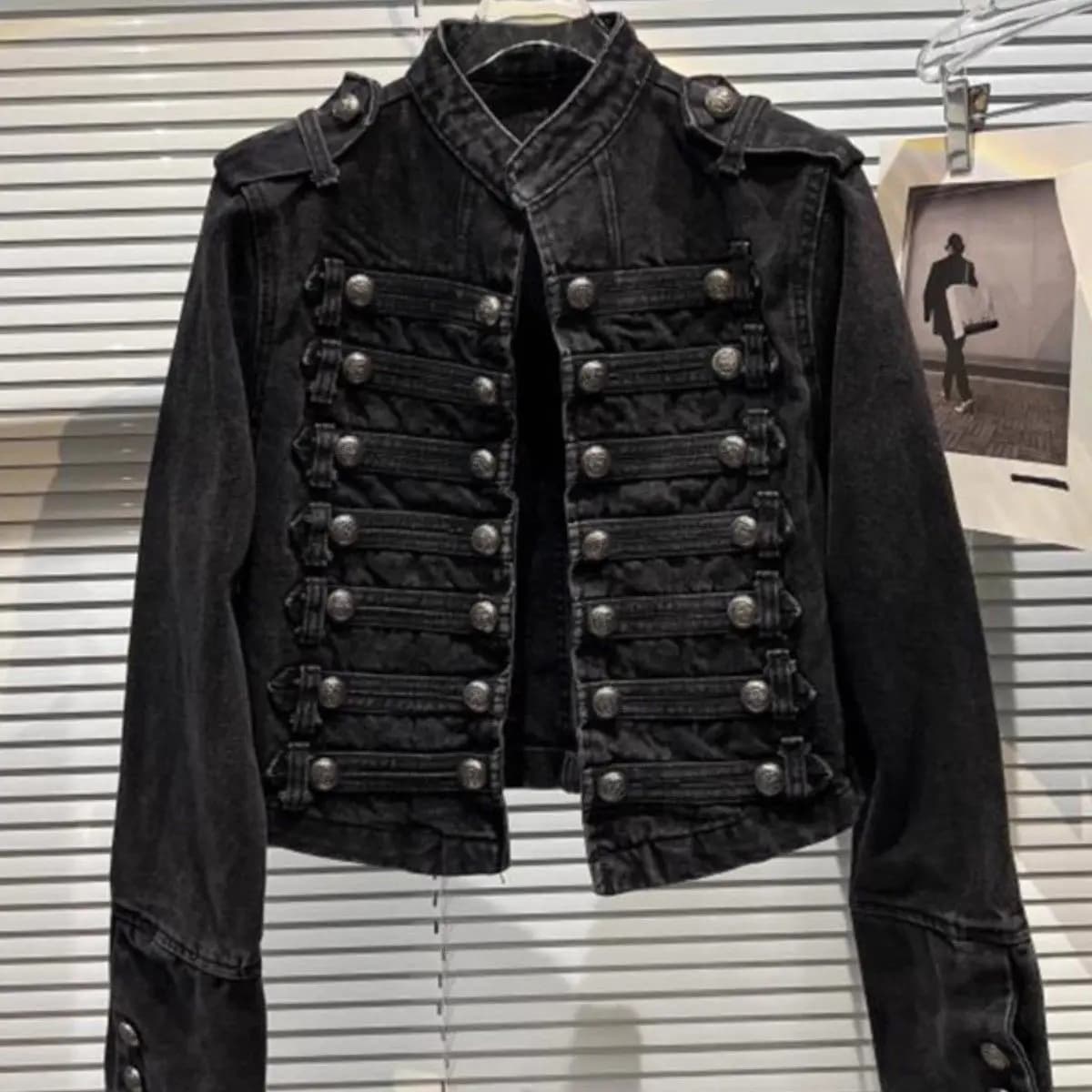 Chaqueta Mujer métal Double boutonnage col montant conception Denim veste haut Denim femmes vêtement