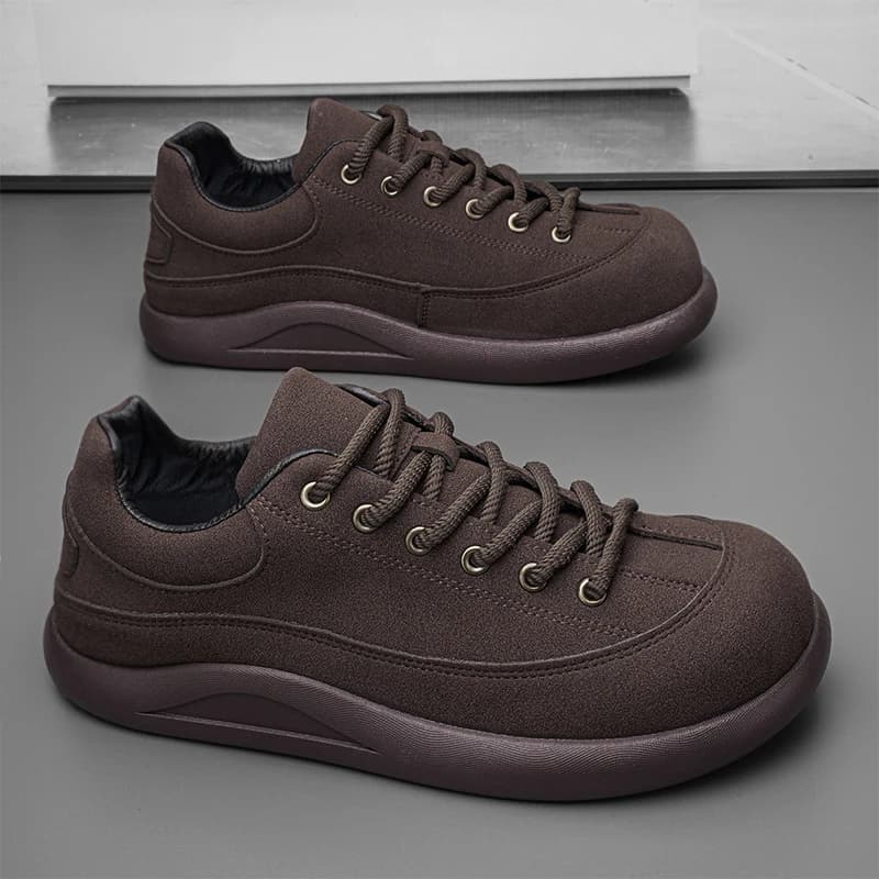 Tendance baskets hommes chaussures plates semelle épaisse en cuir Sneaker 2025 automne hiver nouveau