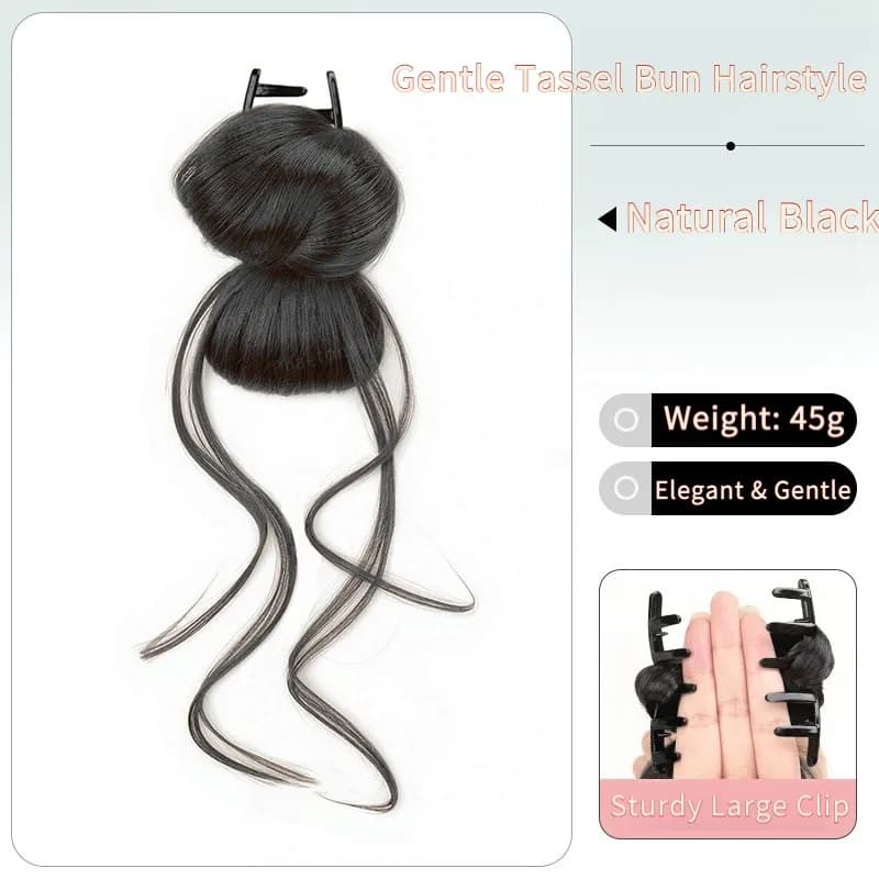 Chignon synthétique bouclé à clipser, postiche volumineux noir, perruque chignon désordonné, accesso