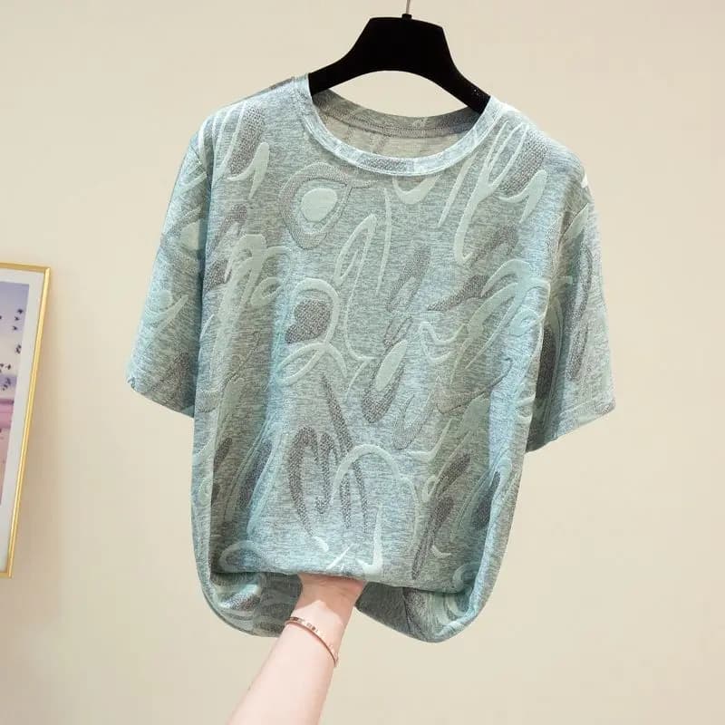 T-shirts esthétiques Vintage à manches courtes, chemises Design à motif Jacquard pour femmes élégant