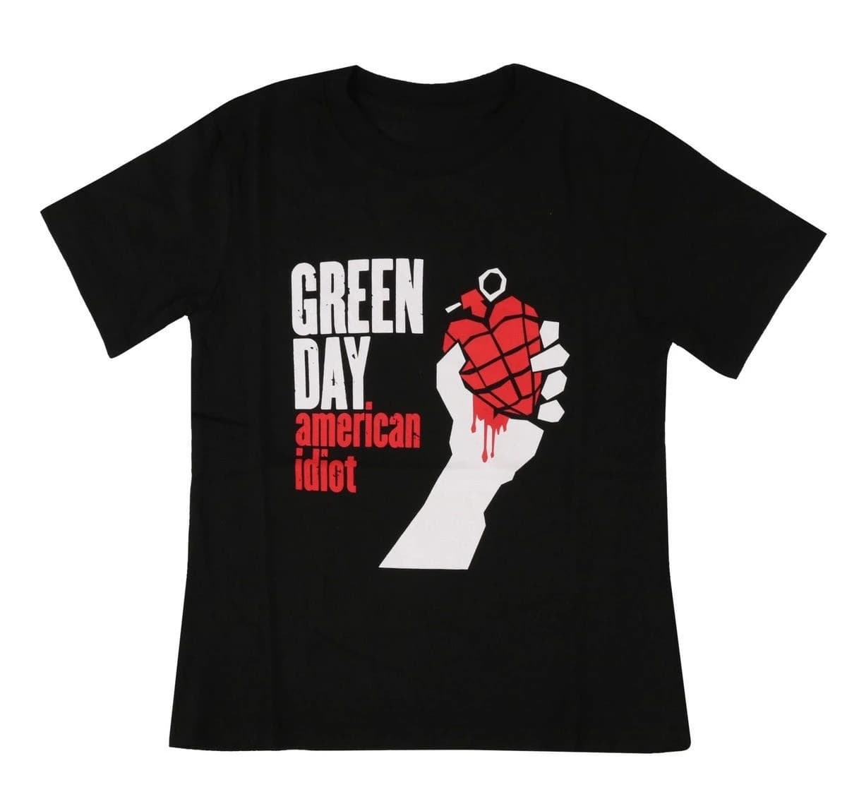 T-shirt graphique Green Day American Idiot Heart Grenade, style punk rock rétro, streetwear classiqu