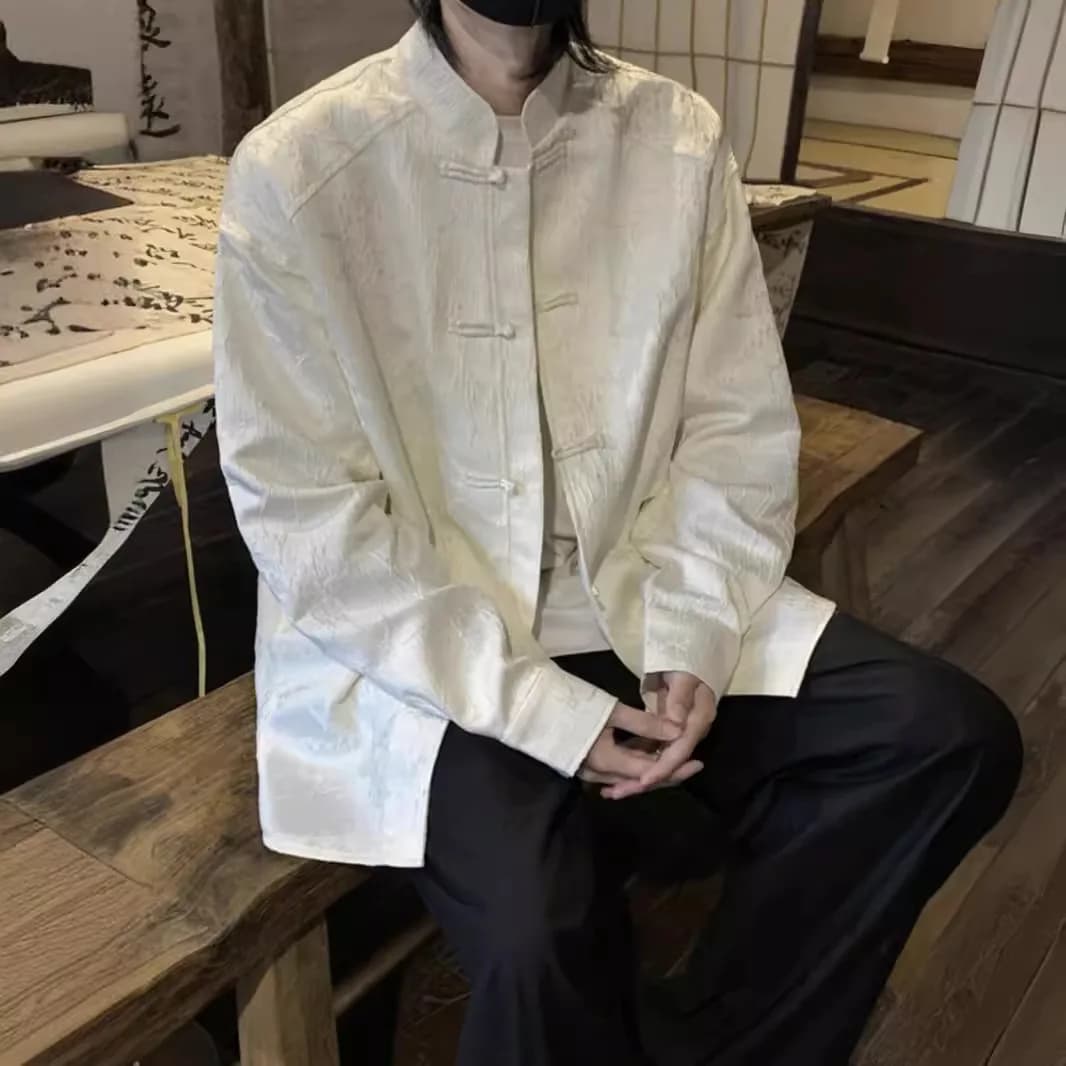 Chemise à manches longues, veste de style cool pour homme, style haut de gamme, chemise à col montan