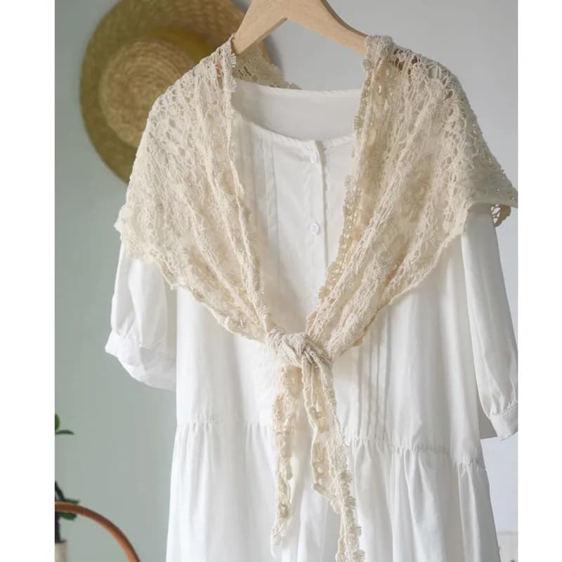 Écharpe Triangle en Coton Fait Main pour Femme, Polyvalente, Couleur Unie, Amissié, Protection du Co