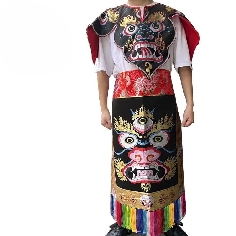 Vêtements de moine népalais exquis brodés, veste et jupe, costume bouddhiste tibétain tantrique, cos